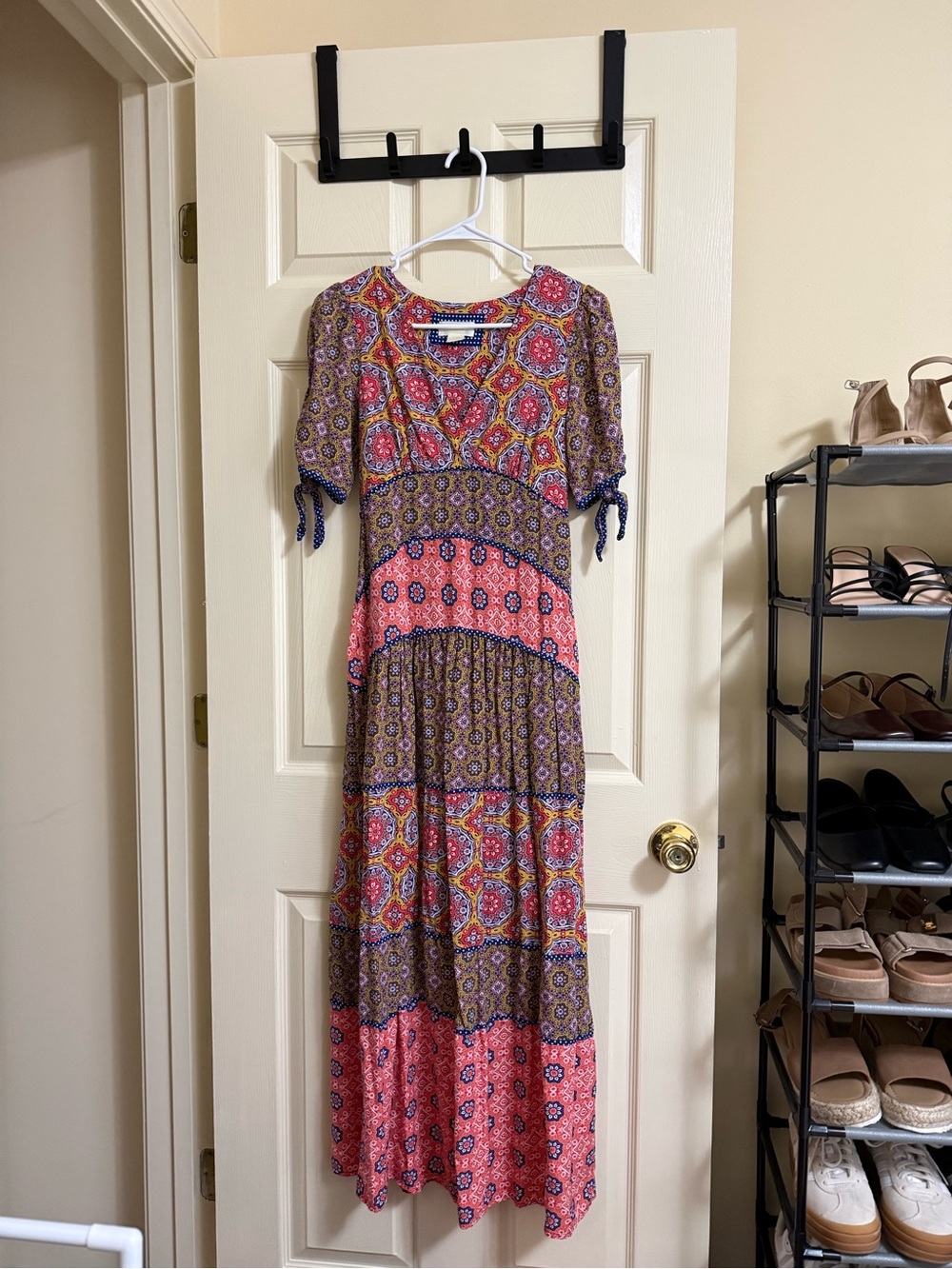 Anthropologie Pink and Brown Boho Maxi Dress
